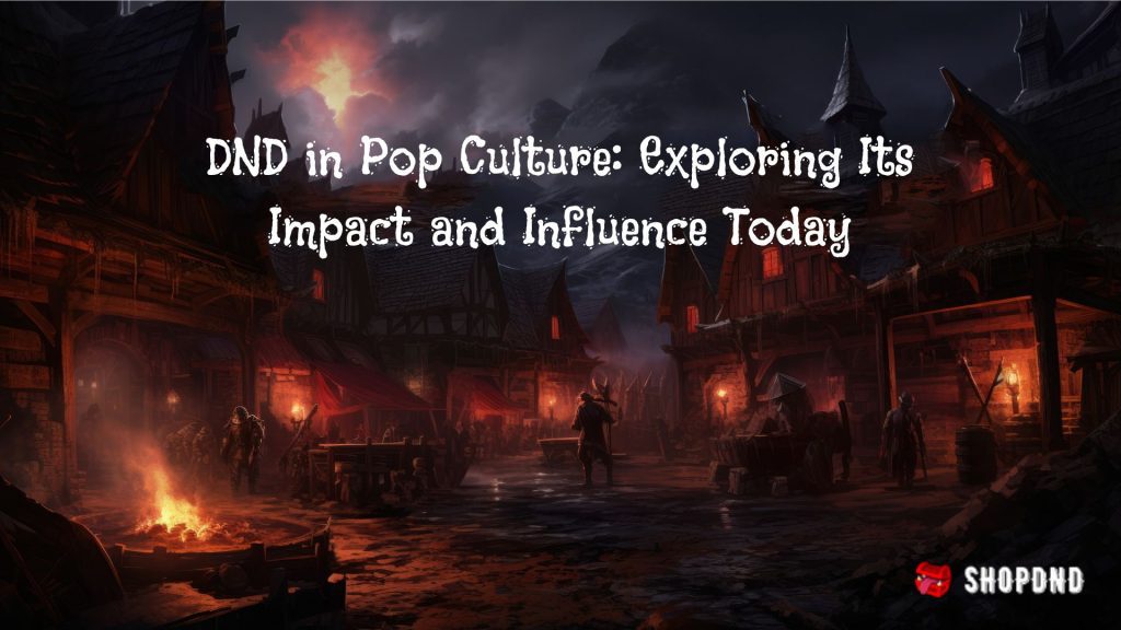 Cover of "D&D Pop Culture," featuring adventurers in a dark medieval village, highlighting its modern influence.